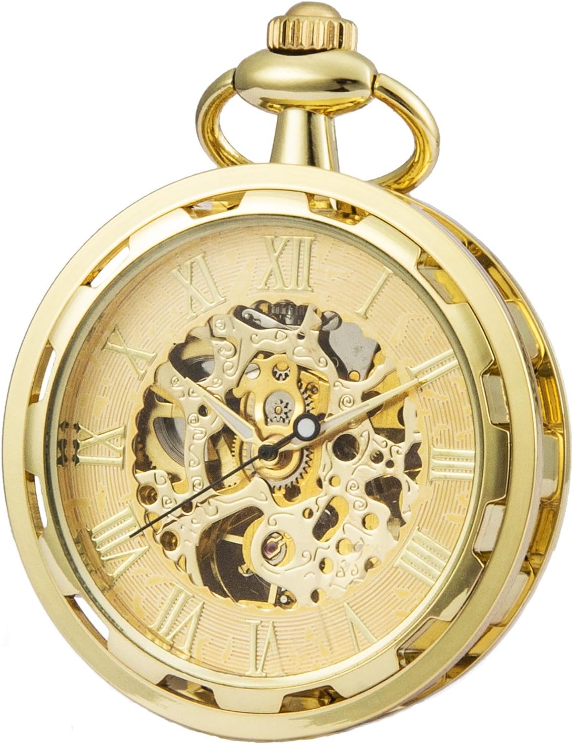 SEWOR 2019 New Design Single Face Mechanical Hand Wind Pocket Watch Full Gold Tone