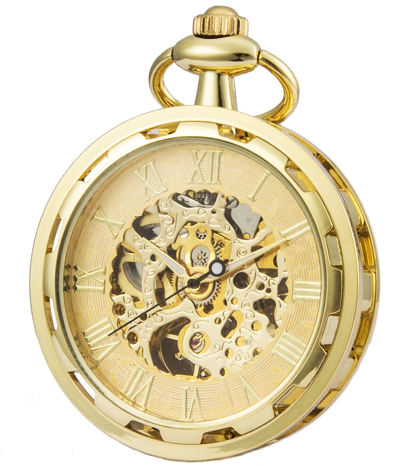 SEWOR New Design Single Face Mechanical Hand Wind Pocket Watch Full Gold Tone (Gold)
