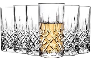 Binsakao Highball Glasses Collins Tall Beverage Set of 6, 423ml Cups Glassware for Drinks, Water, Beer, Soda (Heavy Weight)