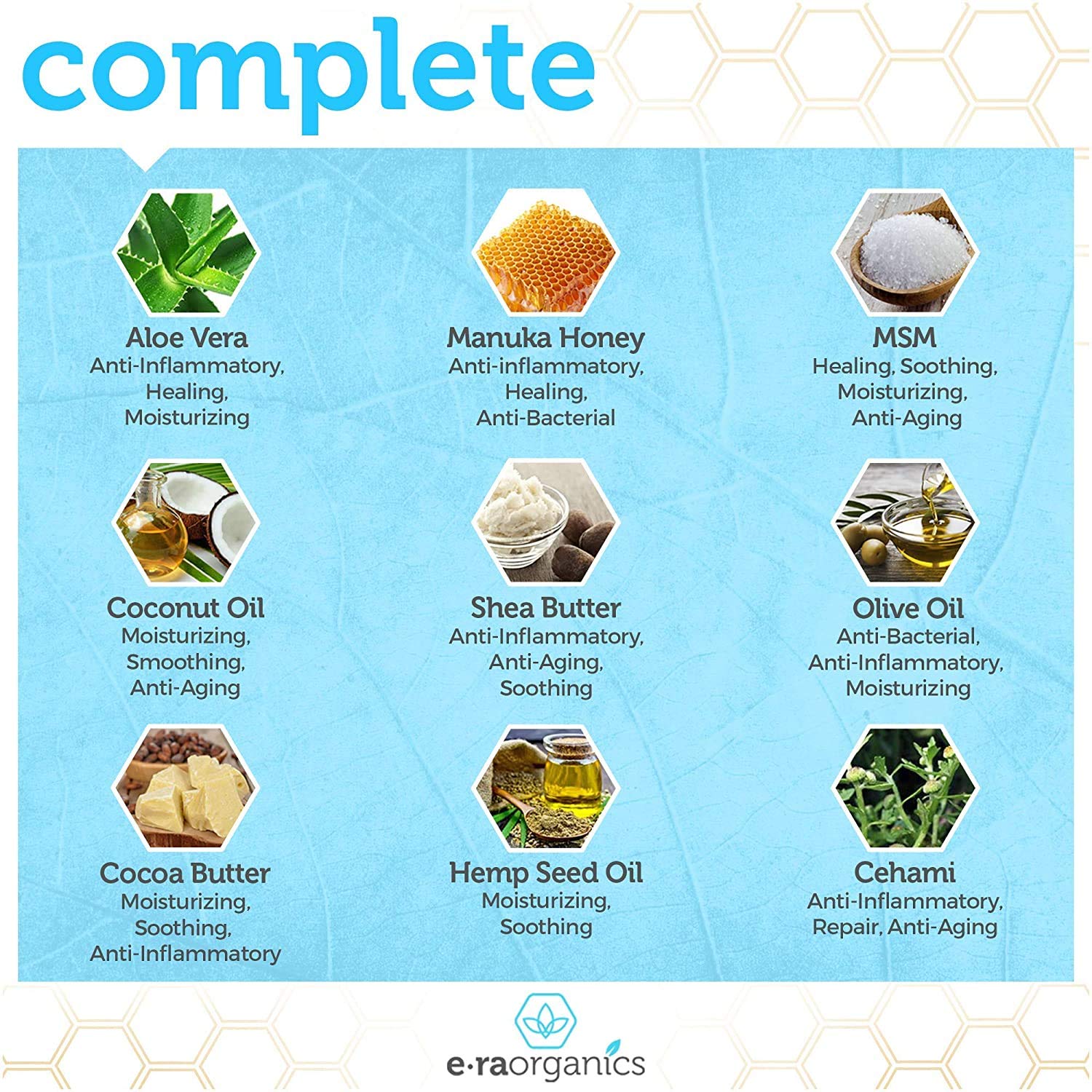 Natural & Organic Face Moisturizer Cream - Extra Nourishing & Hydrating 10-In-1 Daily Facial Cream with Aloe Vera, Manuka Honey, Coconut Oil, Cocoa Butter For Oily, Dry, Sensitive Skin Era-Organics: Beauty
