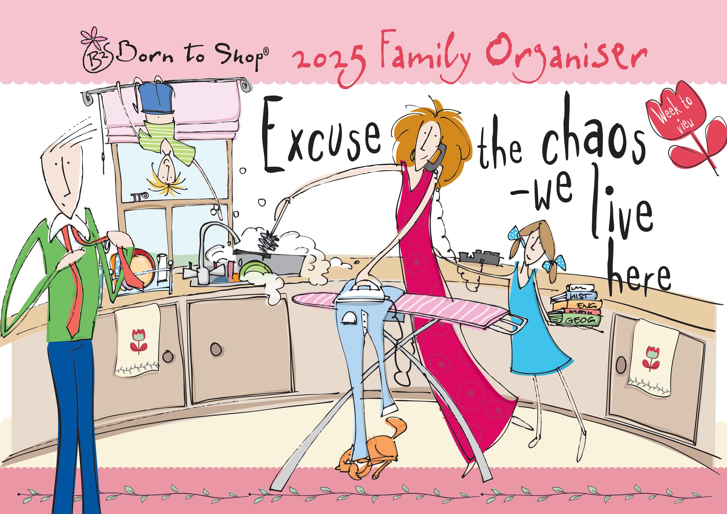 2025 Born to Shop A4 Family Planner Wall Calendar