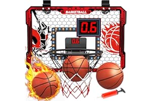 OZMI Over The Door Basketball Hoop Indoor for Kids, Mini Basketball Hoop with Balls Lights丨Sound丨 LED Scoreboard丨2 Modes丨Door Hanging 丨Bedroom Toys Gifts for 3-5 6 7 8 9 10 11 12-14 15 Year Old Boys