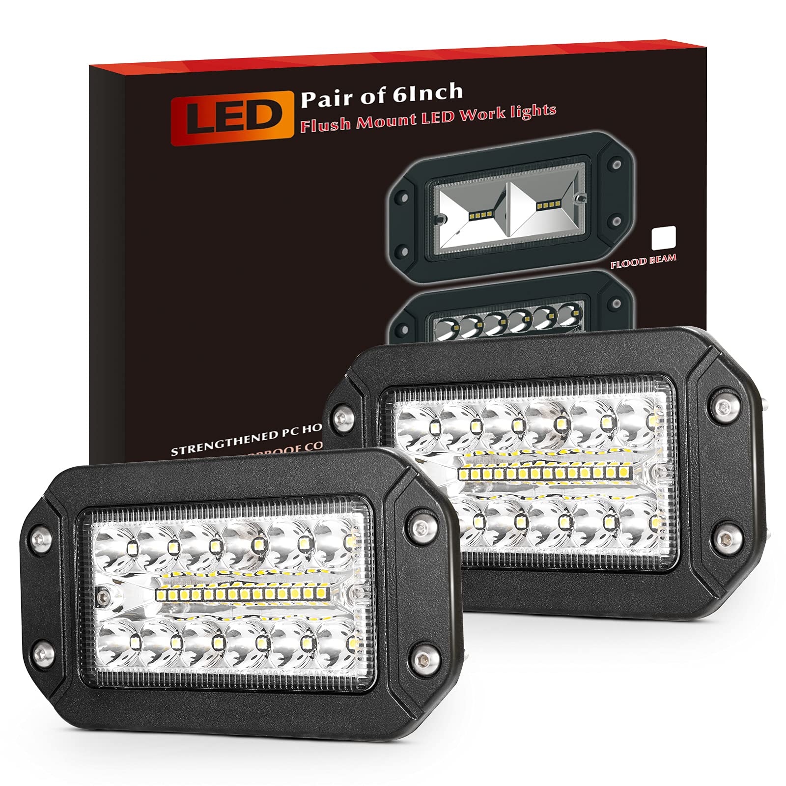 Flush Mount LED Light Pods, BUNKER INDUST 2Pcs 6