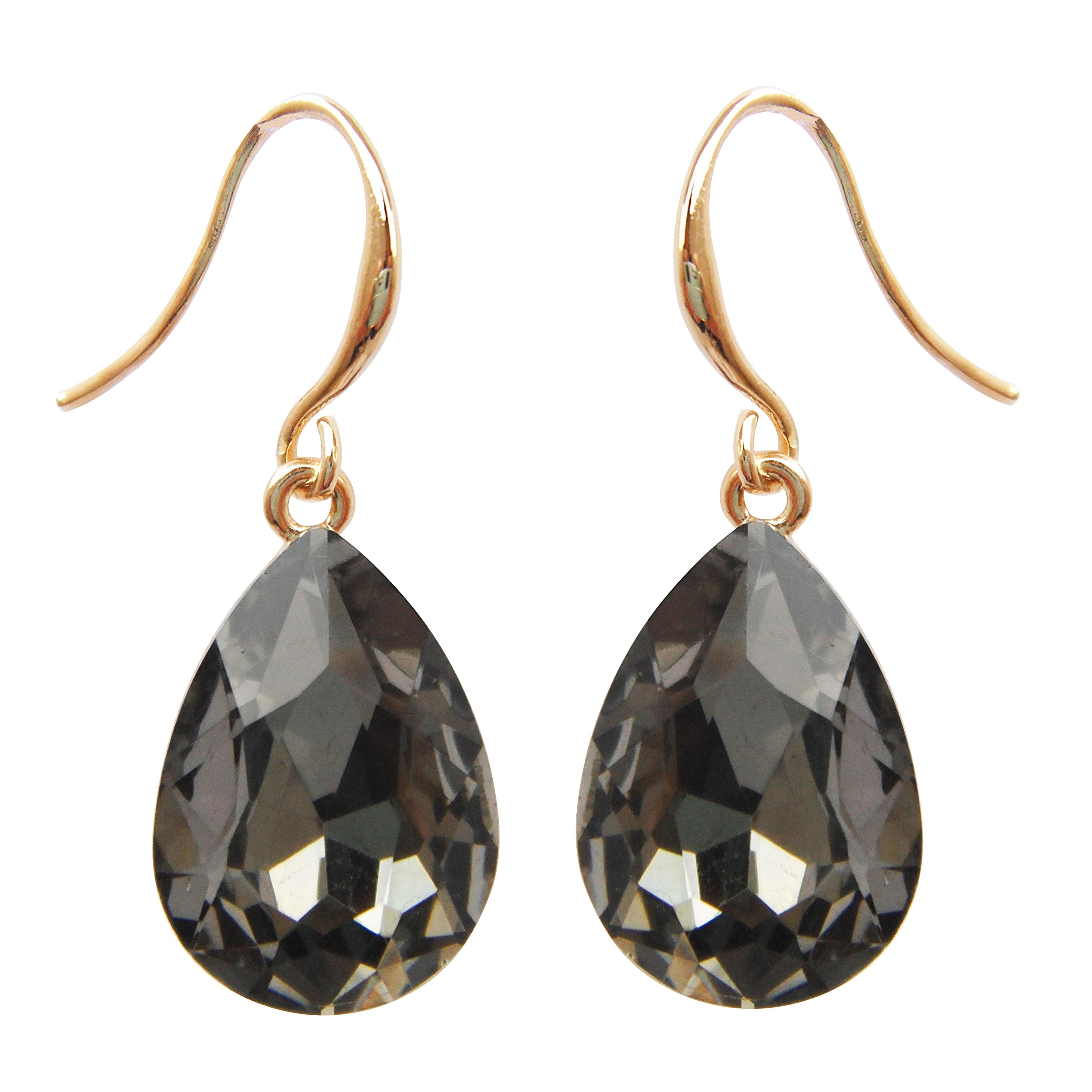 Navachi 18k Yellow Gold Plated Pear Grey Cubic Zirconia Crystal Az1002e Dangle Drop Earrings — image 1
