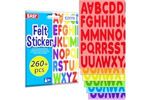 Felt Alphabet Stickers Large, for Kids Ages 3-5 – 260+ Pieces Kids Craft Stickers for Scrapbooking - Arts & Crafts, Education