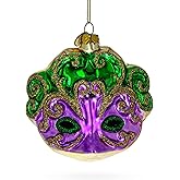 Mysterious Purple Mask Blown Glass Christmas Ornament