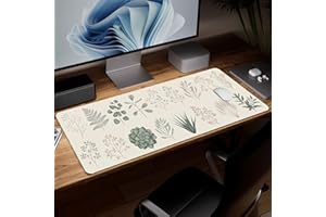 Leather Plant Desk Pad, Colorful Art Mouse Pad Large Computer Keyboard Gaming Mousepad Waterproof Desktop Protector & Cover, 
