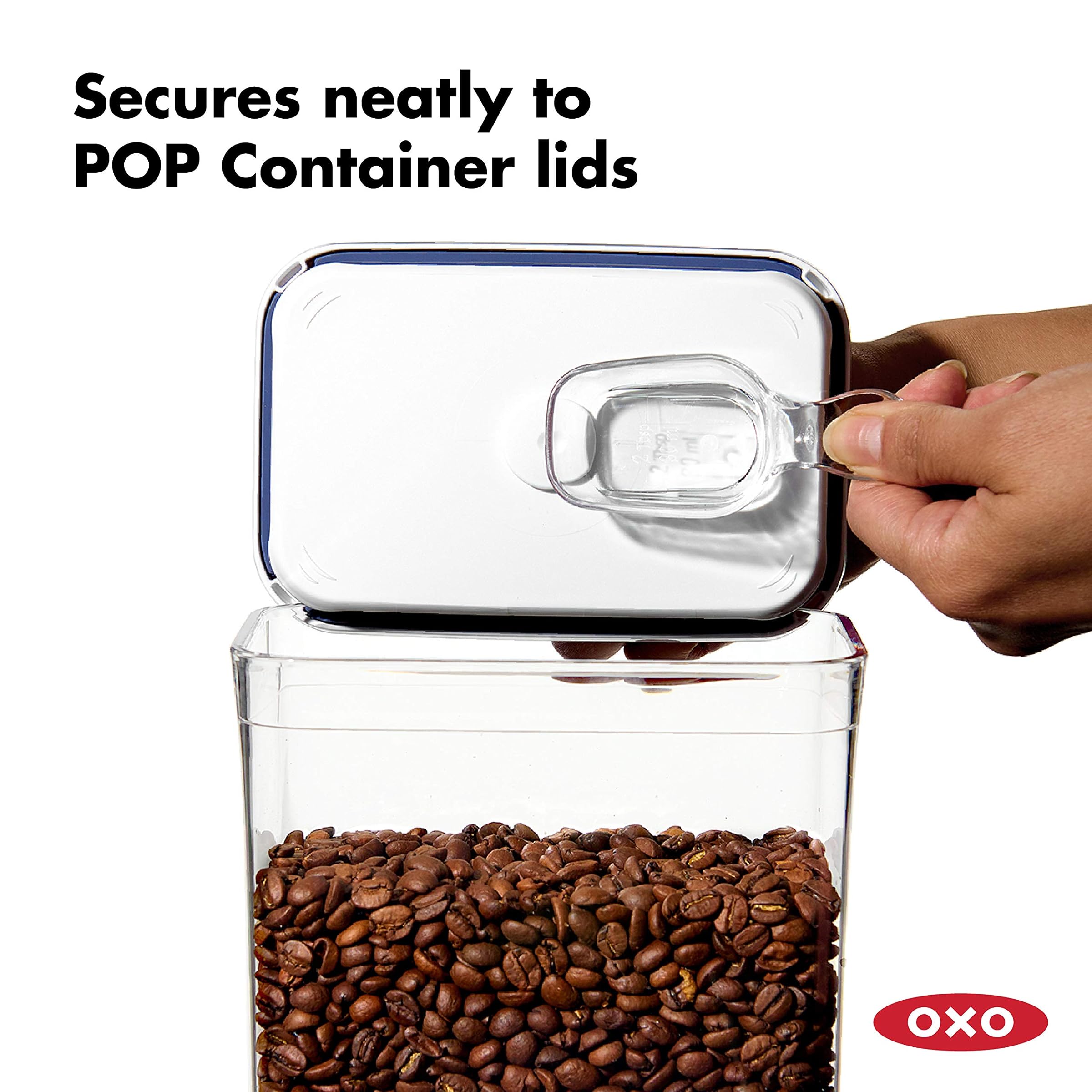 OXO 11235500 Storage Container, Plastic Sealed 1.7 gal (5.7 L), Pop Container, New Type, Big Square, Tall & Pop Container, Coffee, Scoop Clear, 3.7 inches (9.4 cm), Set Purchase
