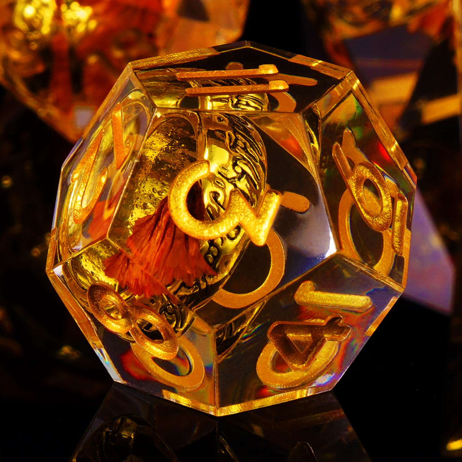 ORUZA 7 PCS Lord Of The Ring DND Dice Set Resin Sharp Edge Dice Polyhedral D&D Dice Set for Dungeons and Dragons RPG MTG Role Playing Game Dice D20 D12 D10 D8 D6 D4 D%