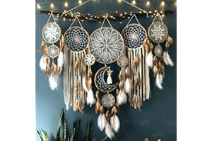 UANYEMON Dream Catcher Set of 5 Boho Wall Hanging Decor Handmade Traditional Feathers Dream Catchers for Kids Bedroom Living Home Decoration