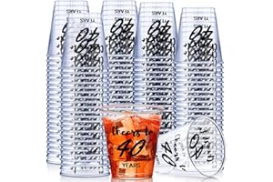 Zubebe 100 Pieces Cheers to Years Birthday Shot Glasses 2 oz Disposable Cups, Birthday Party Favors for Her and Him Women Men Anniversary Wedding Decorations(Cheers to 40 Years)
