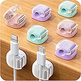 8 Pack Cable Clips, Cord Organizer, Cute Spring Cord Holder | 1s Lock, Phone Charger Cord Holder for Nightstand, Girls College Dorm Room Essentials, Home Office Desk Accessories for Women