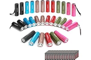 EverBrite 30-Pack Mini Flashlight Set, Aluminum LED Handheld Torches with Lanyard, Assorted Colors, Batteries Included for Party Favors, Night Reading, Camping, Power Outage, Gift to Christmas