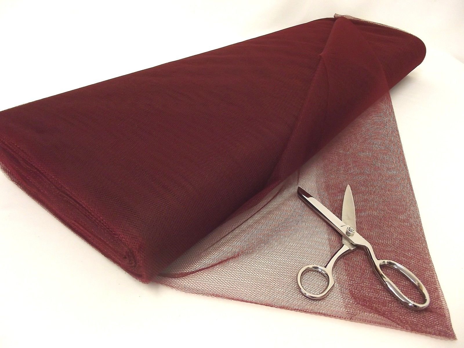 Dress Net 100% Polyester Tulle Fabric Material - Burgundy, 40Mtr 4000cm x 150cm — image 1