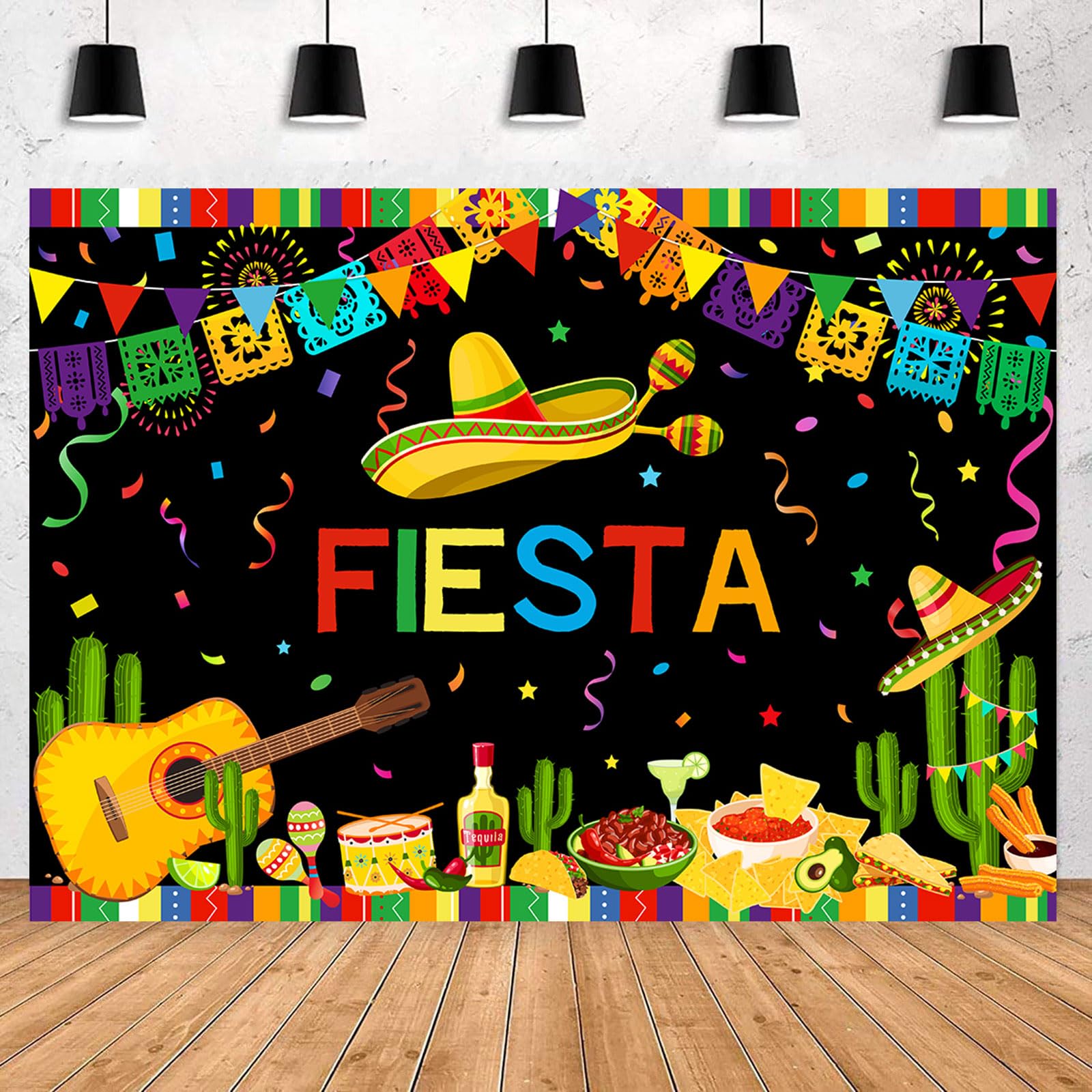 Photo 1 of Withu Mexican Fiesta Backdrop Colorful Cinco De Mayo Taco Carnival Photo Photography Background Mexico Festival Theme Party Cake Table Wall Back Decorations Banner 6x4ft