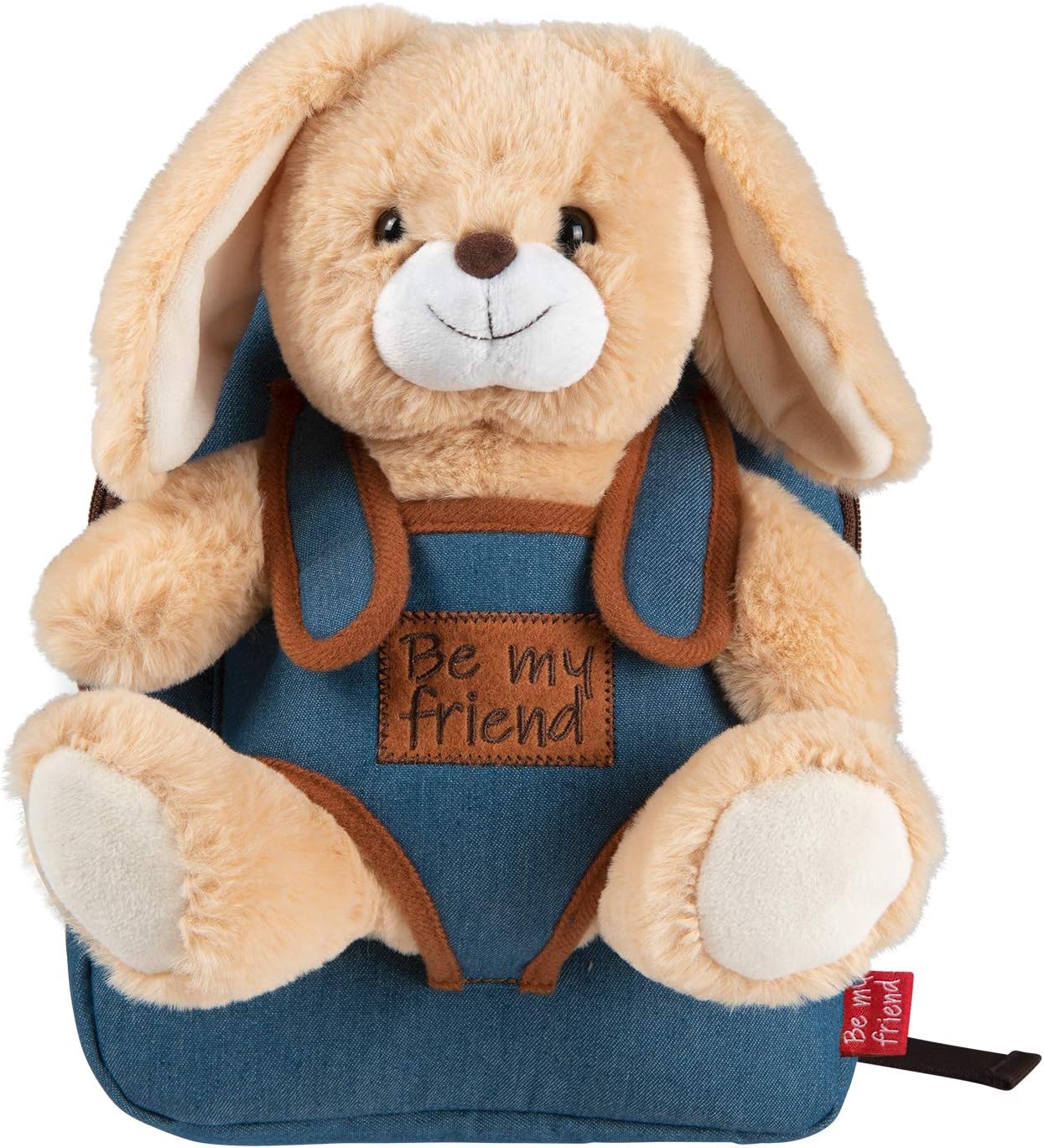 PERLETTI Plush Bunny Backpack for Kids with Fluffy Stuffed Puppet