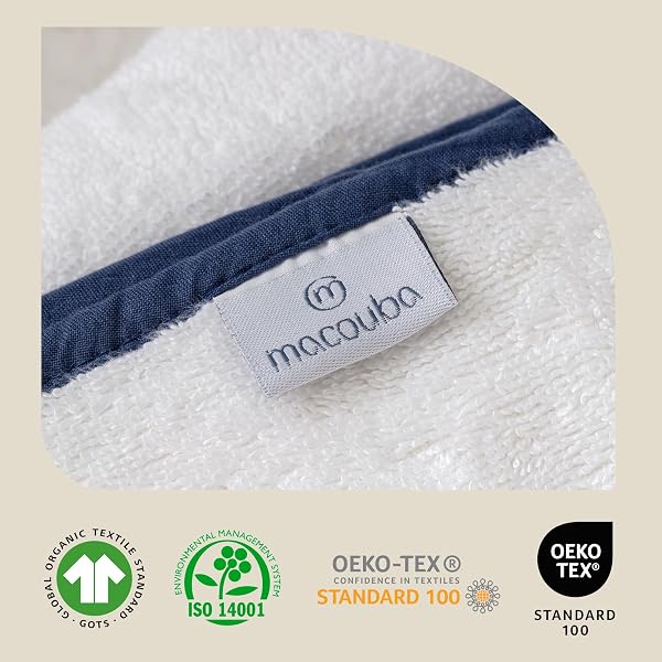 MACOUBA BATH TOWELS FOR BATHROOM BATH TOWEL SET – WHITE TOWELS WITH BLUE TRIM – LUXURY SET OF 6 – BATHROOM TOWELS SET, WHITE NAVY BLUE TOWELS – 2 WHITE BATH TOWELS, 2 HAND 2 FACE