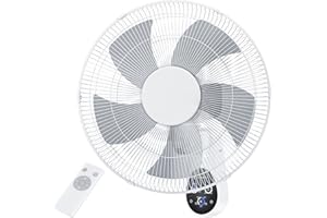 Mirdred Wall Mount Fan, 16 Inch 5 Blades 5 Speeds Wall Fan with Remote Control, 90 Degree 8 Hour Timer Oscillating Fans for Bedroom Home Kitchen