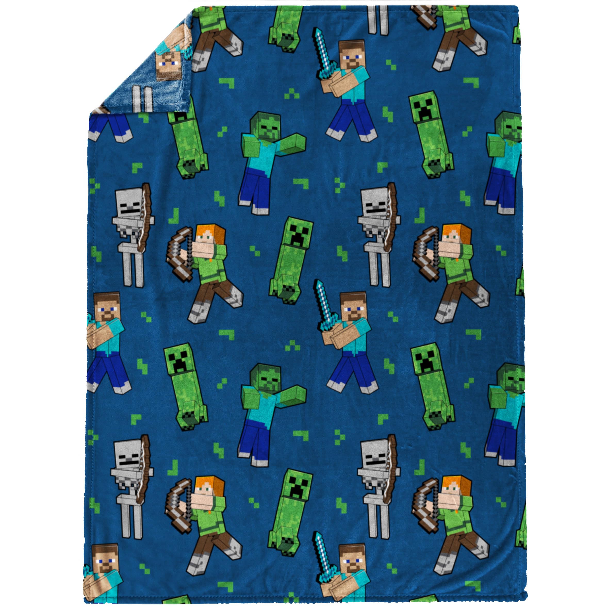 Jay Franco Minecraft Plush Throw Blanket - Measures 46 x 60 Inches - Kids Super Soft Fleece Creeper Battle Bedding