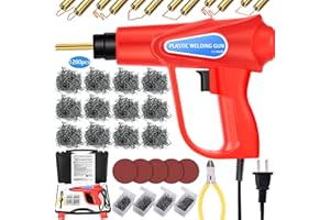 Wrdlosy 170W Plastic Welder, 1200PCS Staples with Storage Box Plastic Welding Kit, 5PCS Abrasive Paper, Portable Toolbox, Plier, Plastic Repair Kit Car Repairs (Red)