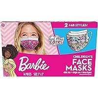 Just Play Children’s Single Use Face Mask, Barbie, 14 Count, Small, Ages 2-7, Multicolor (61052)