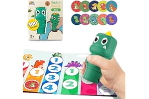 iPlay, iLearn Dinosaur Stamp & Sticker Activity Set - 400+ Stickers & 18-Page Stamper Book, Toddler Creative Art Craft Kit Road Trip Travel Toy, Educational Birthday Gifts for Boy Kid Ages 3 4 5 6 7 8