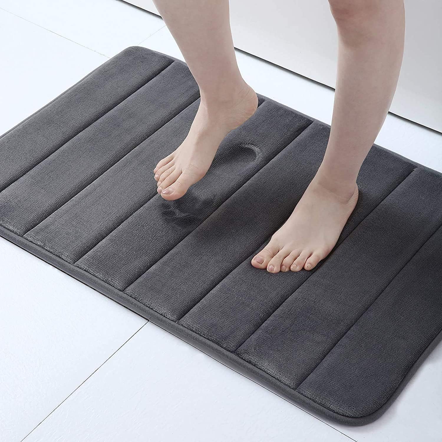 smiry Memory Foam Bath Mat, 50 x 75 cm, Extra Soft Non-Slip Bathroom Mat