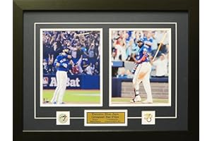 Vladimir Guerrero Jr. & Jose Bautista Bat Flip Toronto Blue Jays Baseball 2 Photo Sports Memorabilia Collector Frame (Color)