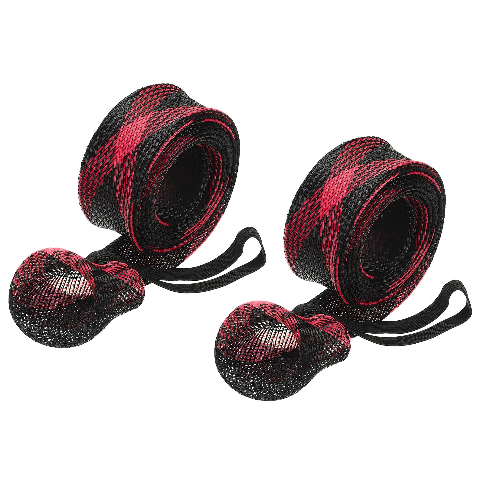 PATIKIL 67 Inch Rod Sock, 2 Pcs Fishing Rod Sleeve Cover Braided Mesh Pole Protector Gloves Fishing Tools Flat End for Spinning Fishing Rod Fly Rod Ice Rod Casting Rod, Black Red