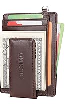 Mens Wallet Front Pocket Wallet Slim Genuine Leather Wallet for Men Billfold with ID Window Magnet Money Clip Quick Access Slot and RFID Blocking - Dark Coffee