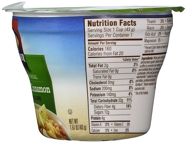 QUAKER INSTANT OATMEAL APPLES & CINNAMON 1.51-OUNCE CUPS (PACK OF 24)