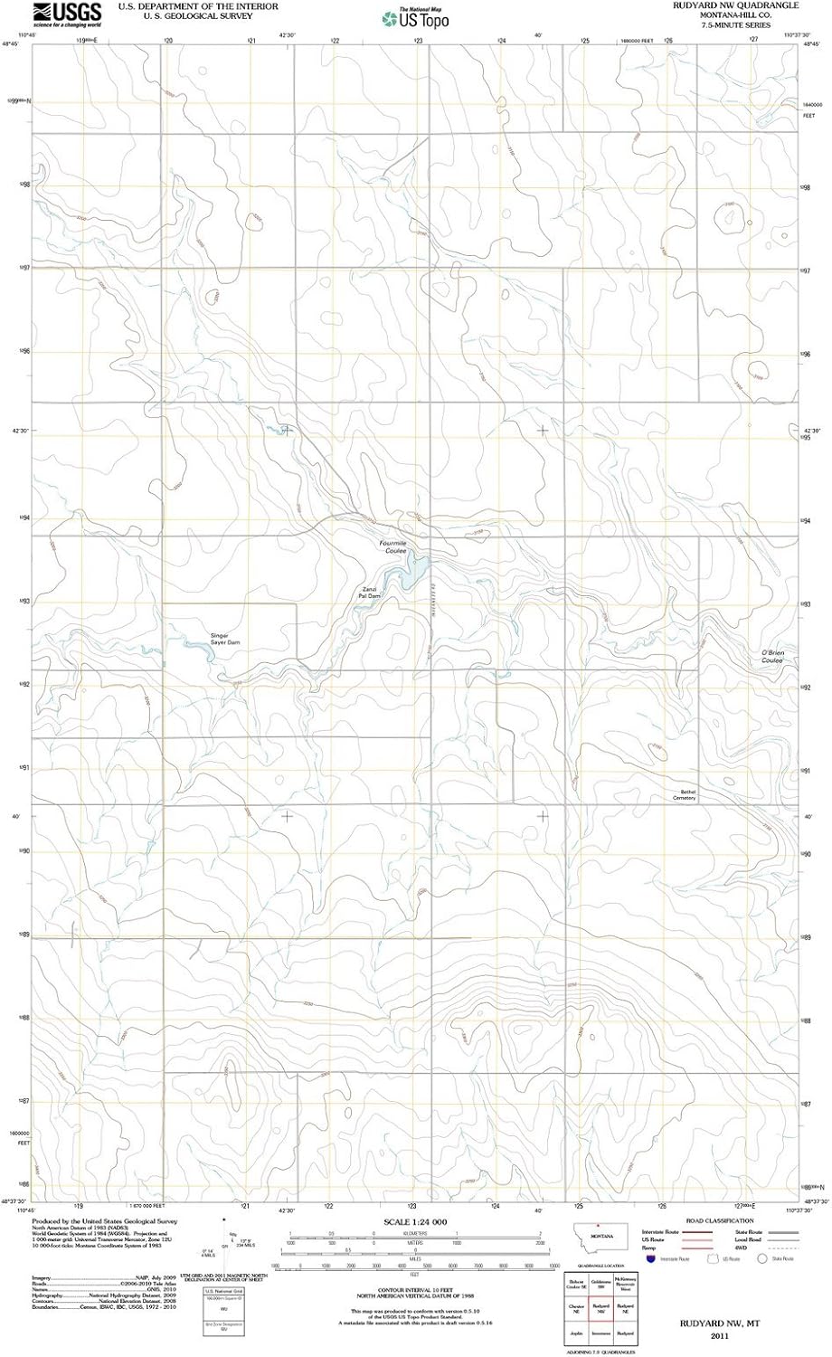 2011 Rudyard, MT Montana USGS Historical Topographic