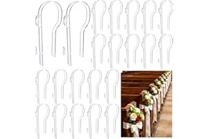 moonoom 24 Pcs Wedding Church Pew Clips, Ceremony Aisle Chair Hangers, Wedding Pew Bow Hooks for Ceremony Banquet Party Recep