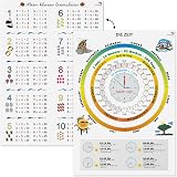 4-teiliges Lerntafel-Set DIN A3 – Mit Landkarten, Eurowährung & Verkehrszeichen Inkl. 2 Folienstifte Für Kinder & Schule