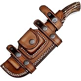 Ottoza Tracker Knife with Horizontal Carry Leather Sheath and Stag Horn Handle – Damascus Fixed Blade Hunting Knife for Survival and Outdoor Use 114