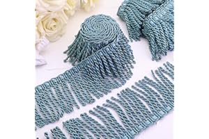 DHFLYDH Blue Fringe Trim, 3 Yards Curtain Fringes Trim Bullion Glitter Fringe Tassel Trim for Table Runner Clothes Sofa Curtain Decoration