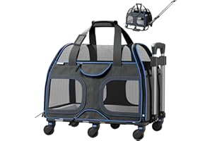 Katziela Pet Carrier - Airline Approved Dog Carrier - TSA Approved Pet Carrier for Small Dogs and Cats - Soft FAA Travel Airplane Dog Carrier Luggage (Black/Blue)