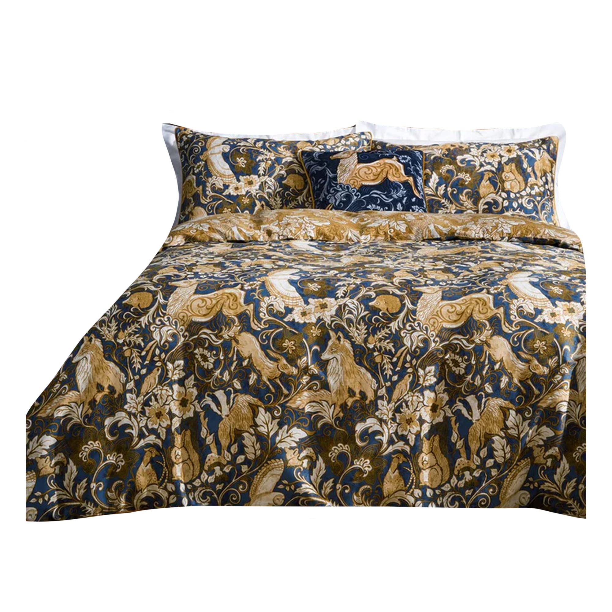 Paoletti Harewood Animal 100% Cotton Duvet Cover Set - Single - Blue