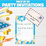 BestaFiesta 36 Kids Birthday Invitations Folding Envelopes Holographic Stickers view 2