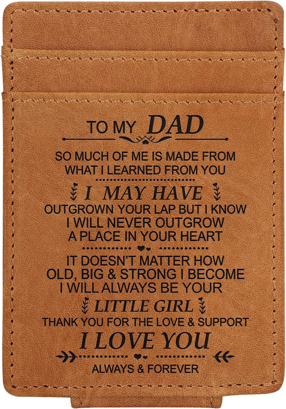 Kenon Custom Leather Brown Card Holder Personalised Slim Wallets for Men RFID Blocking Credit Card Holder Leather Minimalist Front Pocket Wallet for Husband,Father,Son