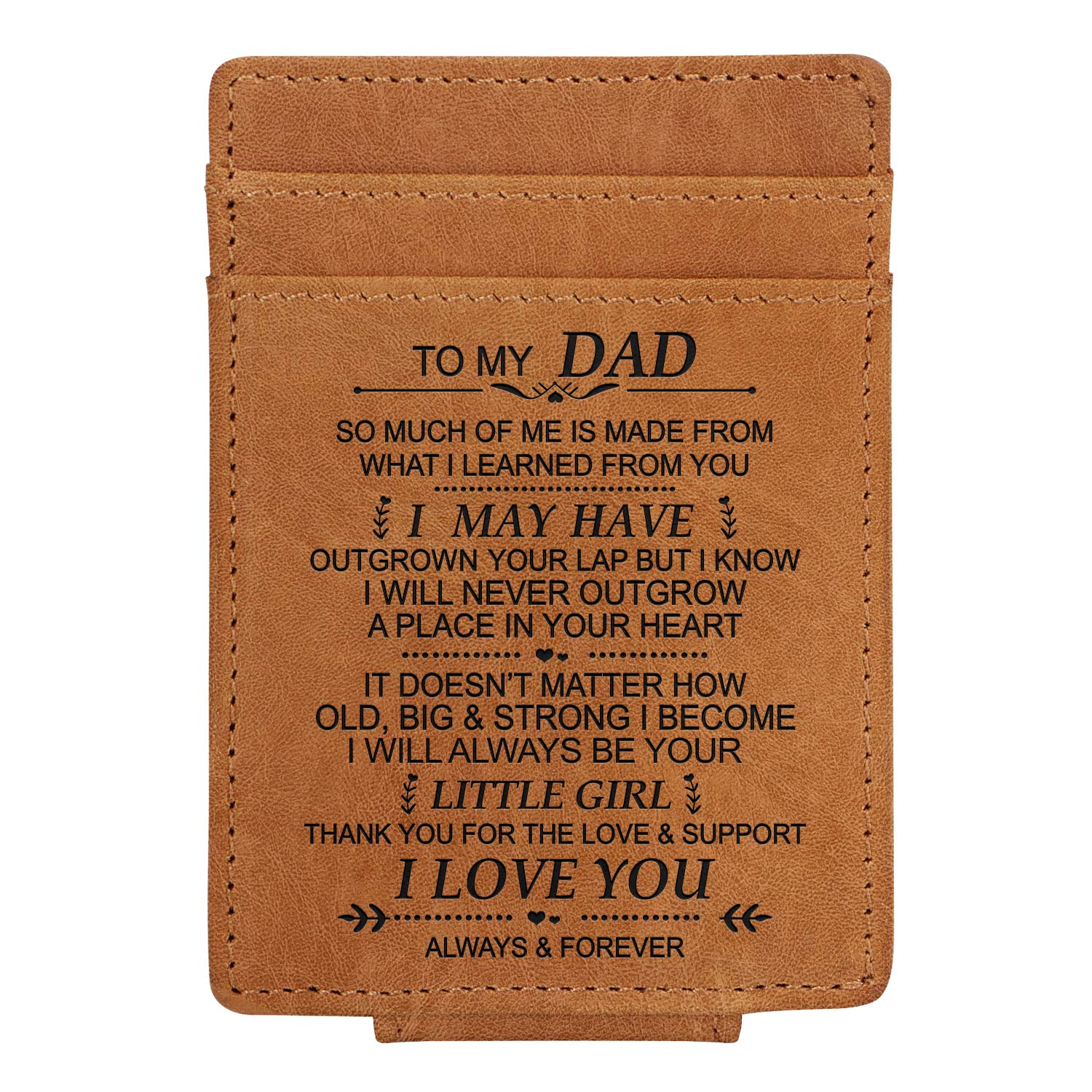Kenon Custom Leather Brown Card Holder Personalised Slim Wallets for Men RFID Blocking Credit Card Holder Leather Minimalist Front Pocket Wallet for Husband,Father,Son