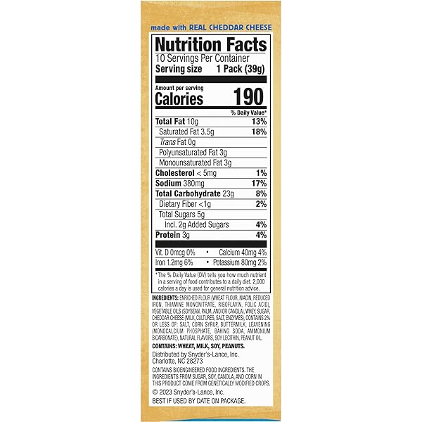 LANCE SANDWICH CRACKERS, CAPTAIN’S WAFERS WHITE CHEDDAR, 10 INDIVIDUAL PACKS, 6 SANDWICHES EACH