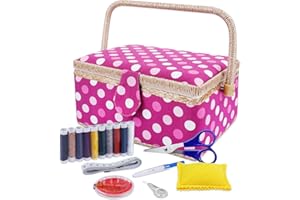 eZAKKA Sewing Box Organizer with Accessories, Sewing Kit Storage Box Large Sewing Basket with Removable Tray for Sewing Supplies Girls Beginner Adults Gift