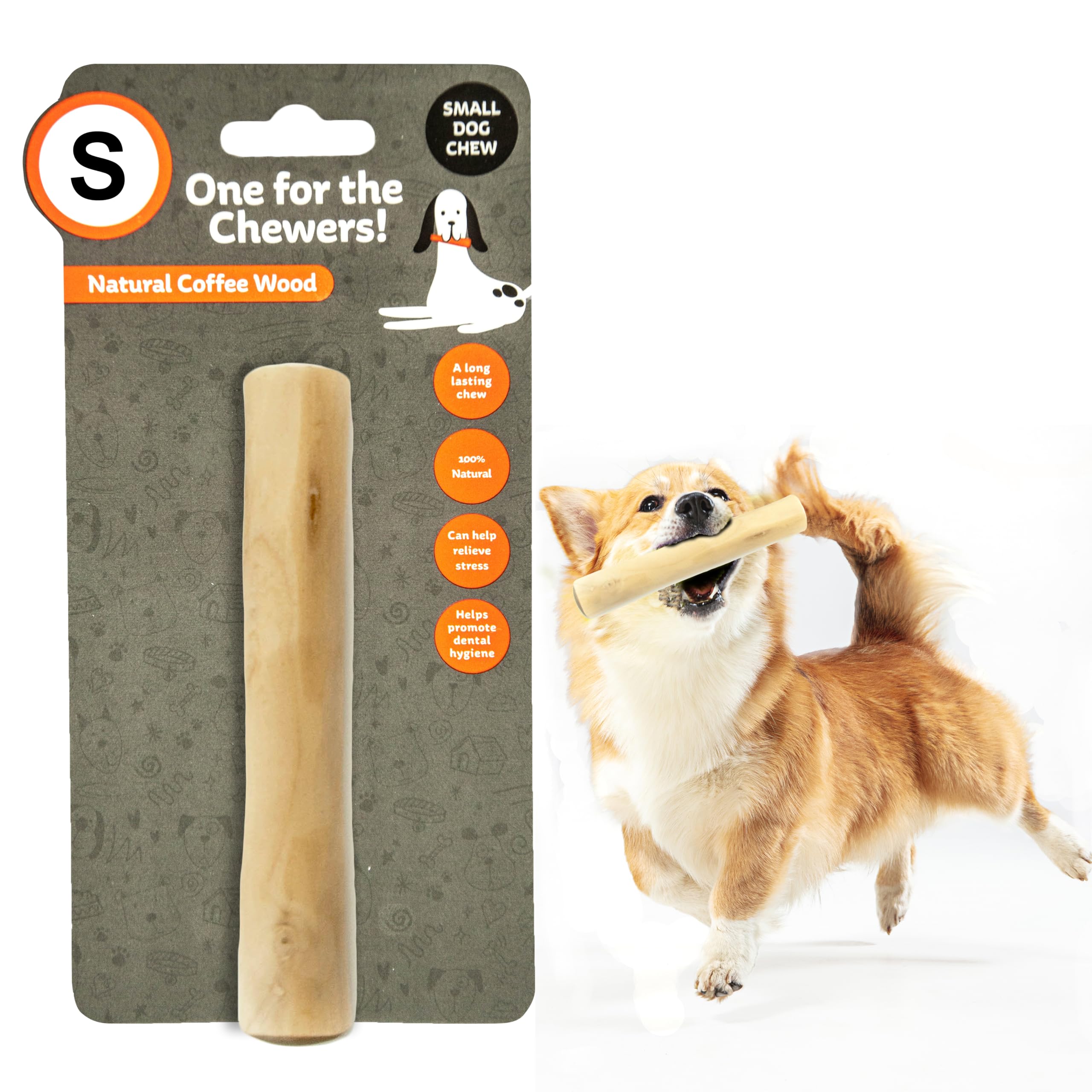 Petopedia 1x High Density COFFEE WOOD Dogs Chew Toy – NATURAL Tough Dog Toys – Wood KNOTS, Branch Chewing Stick – Strong, Indestructible, Boredom, Travel (Small (Pack of 1))