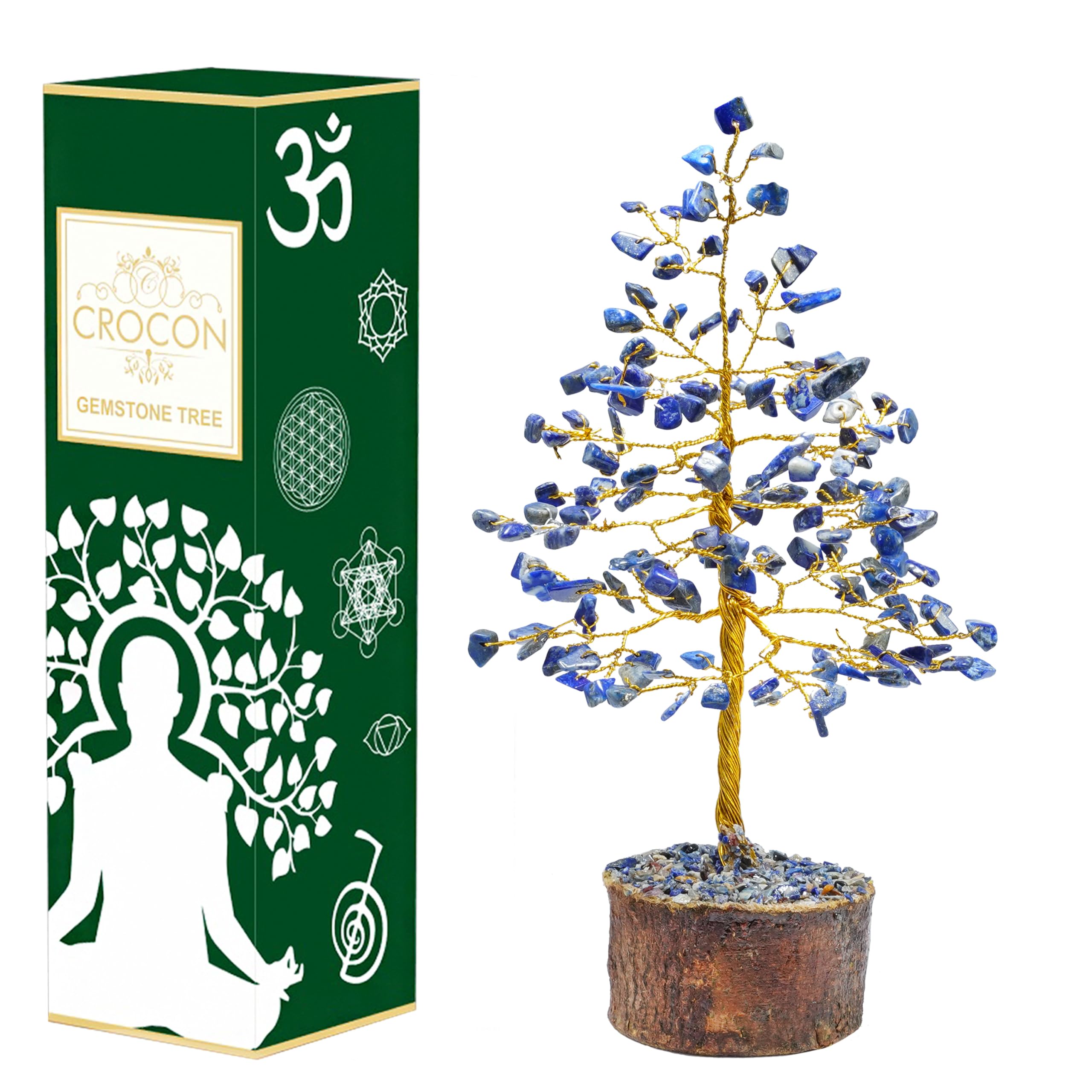 Crocon® Lapis Lazuli Crystal Tree of Life - Handmade Gemstone Chakra Healing Tree, Feng Shui Decor, Spiritual Gift, Artificial Bonsai Crystal Decoration