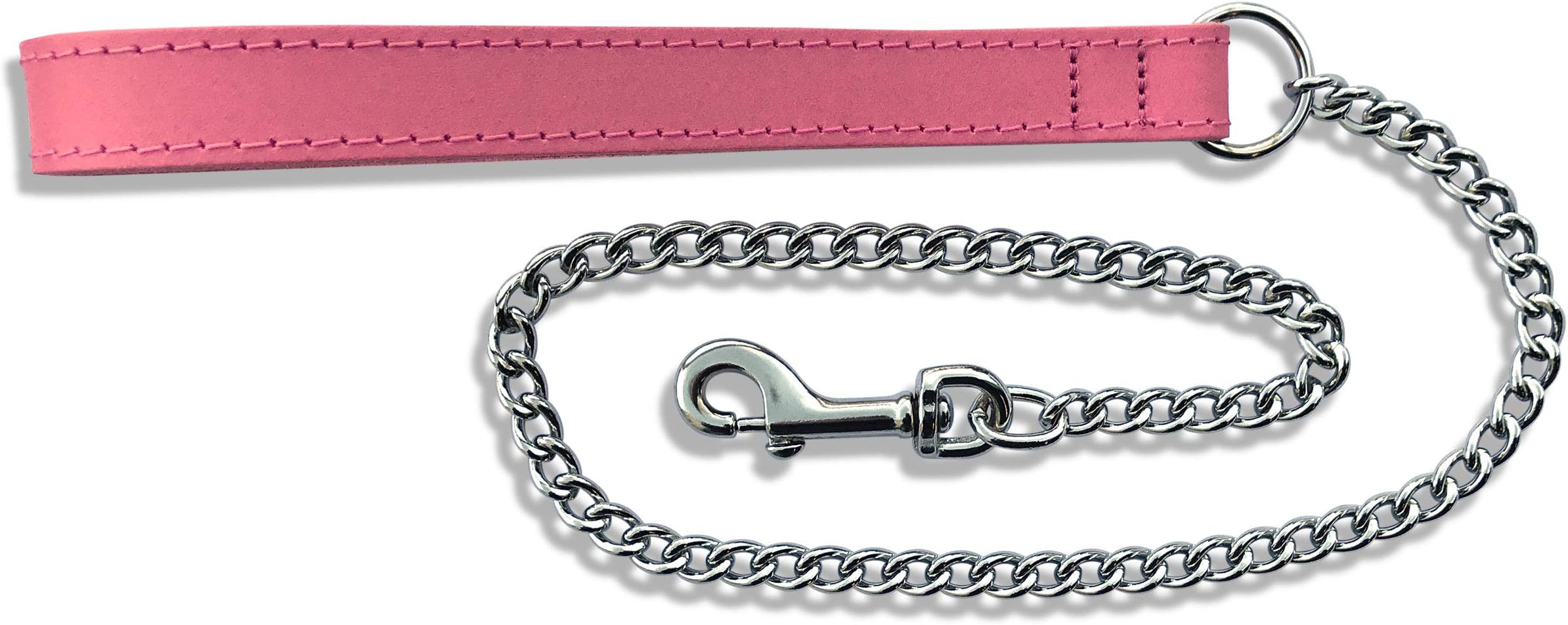 BBD 30-inch Medium Leather Chain Lead, Pink