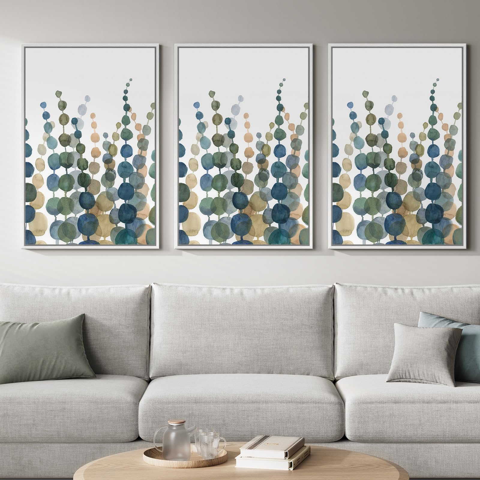 Photo 1 of ***FACTORY SEALED***Framed Coastal Wall Art for Living Room, Large Modern Watercolor Botanical Artwork for Walls, 3 Piece Abstract Plant Minimalist Paintings Prints for Bedroom Office Hallway Wall Decor, 24x36 Inch