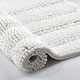 Home Beyond & HB design - Luxury Stripe Chenille Microfiber Bath Mat Rug, Ultra Soft Thick Absorbent Non Slip Shaggy Plush Fl