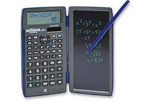 Achieva Scientific Calculator with Erasable LCD Writing Tablet | 2-Line Display | Dual Solar & Battery Power | for Students in Middle School, High School (970)