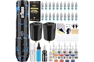 STIGMA Wireless Tattoo Gun Kit Complete Tattoo Kit Tattoo Rotary Pen Set with 2Pcs Tattoo Battery 20Pcs Cartridge Needles 11Pcs Ink Tattoo Machine Kit for Beginners Tattooist ST-TK9003-3